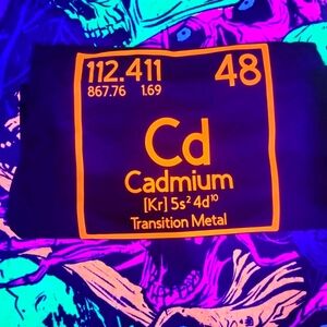 Uv reactive Cadmium periodic table blacklight tshirt